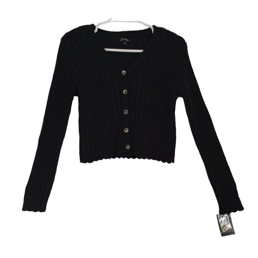 Art Class Womens Black Ribbed V-Neck Button-Up Cardigan Sweater XL. NWT